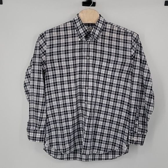 Peter MILLAR Men's XL Long-Sleeve Button-Down Shirt Blue and White Plaid - Picture 2 of 7